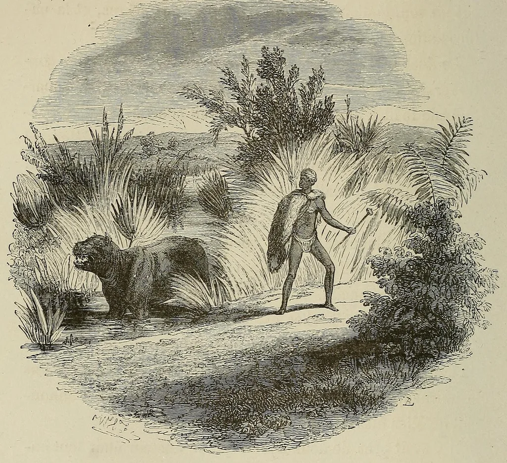 An illustration from Les chasseurs d'ivoire, 1876, leaf 102