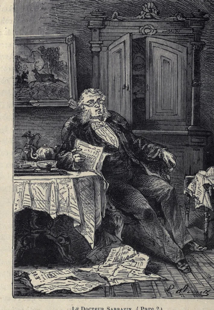 An illustration from Les cinq cents millions de La Bégum; suivi de Les révoltes de la "Bounty", 1900, leaf 18