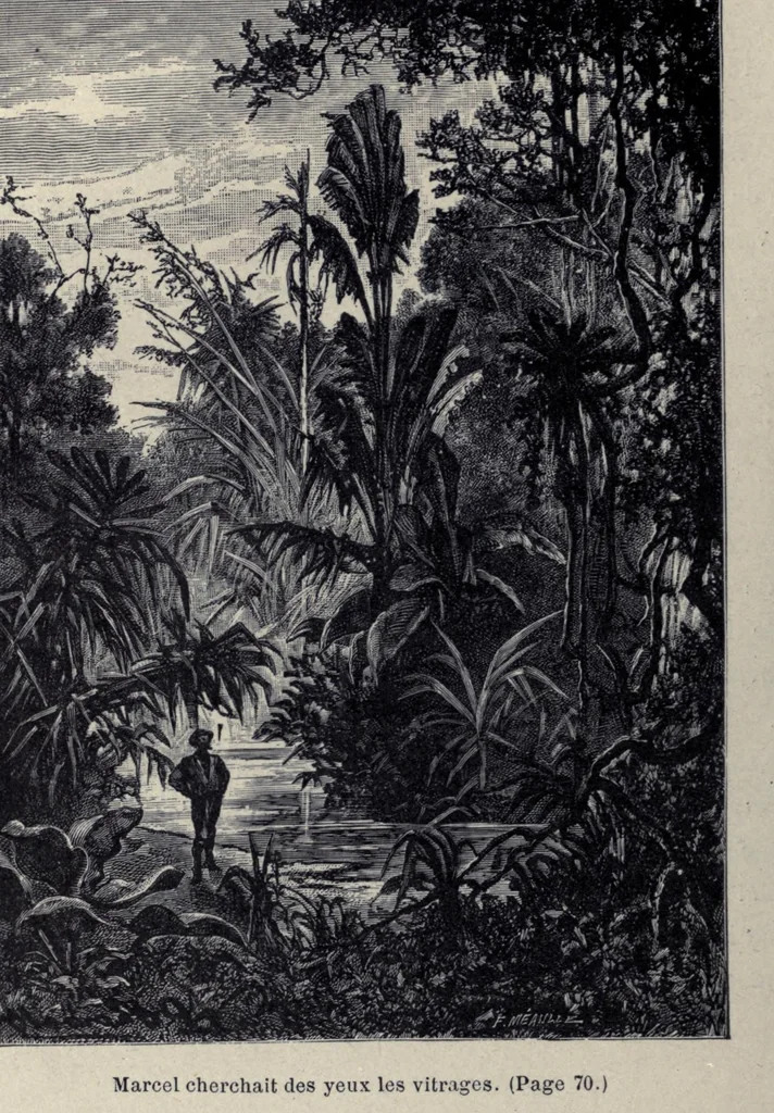 An illustration from Les cinq cents millions de La Bégum; suivi de Les révoltes de la "Bounty", 1900, leaf 86