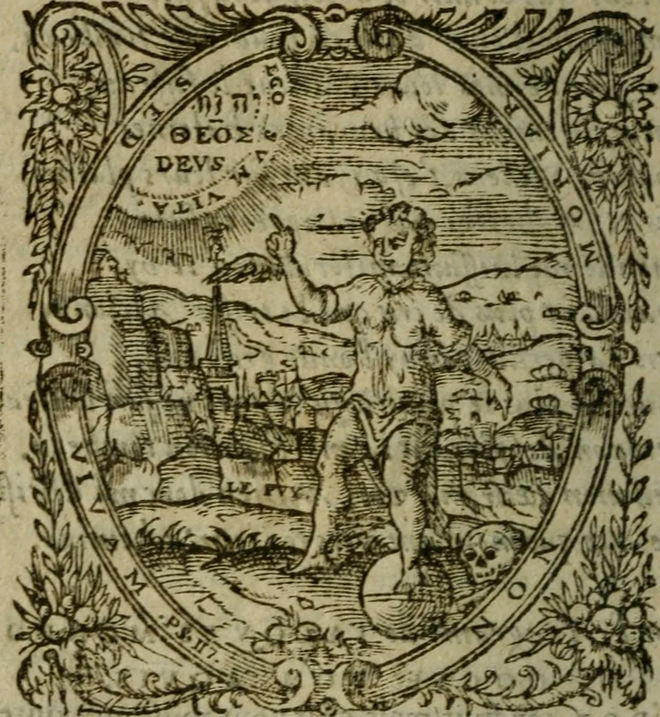 An illustration from Les cinq livres des Odes, tradvits dv latin en vers françois, 1579, leaf 309