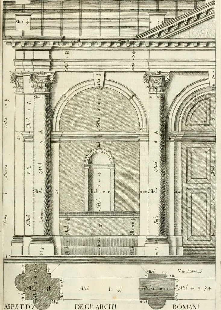 An illustration from Les cinq ordres d'architecture de Vincent Scamozzi ... : tirez du sixième livre de son Idée generale d'architecture : avec les planches originales, 1685, leaf 110