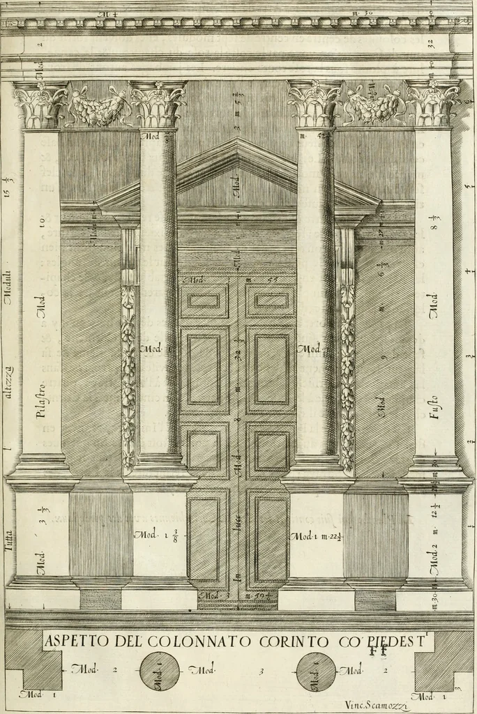 An illustration from Les cinq ordres d'architecture de Vincent Scamozzi ... : tirez du sixième livre de son Idée generale d'architecture : avec les planches originales, 1685, leaf 128
