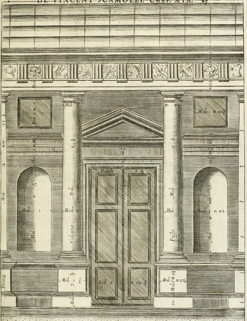 An illustration from Les cinq ordres d'architecture de Vincent Scamozzi ... : tirez du sixième livre de son Idée generale d'architecture : avec les planches originales, 1685, leaf 80