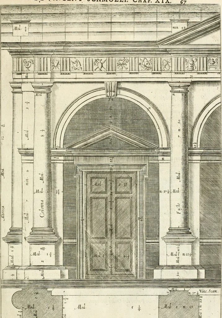An illustration from Les cinq ordres d'architecture de Vincent Scamozzi ... : tirez du sixième livre de son Idée generale d'architecture : avec les planches originales, 1685, leaf 82