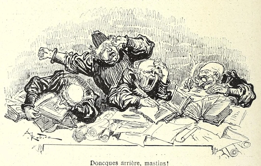 An illustration from Les contes drolatiques, 1900, leaf 136