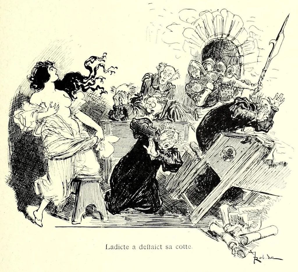 An illustration from Les contes drolatiques, 1900, leaf 85