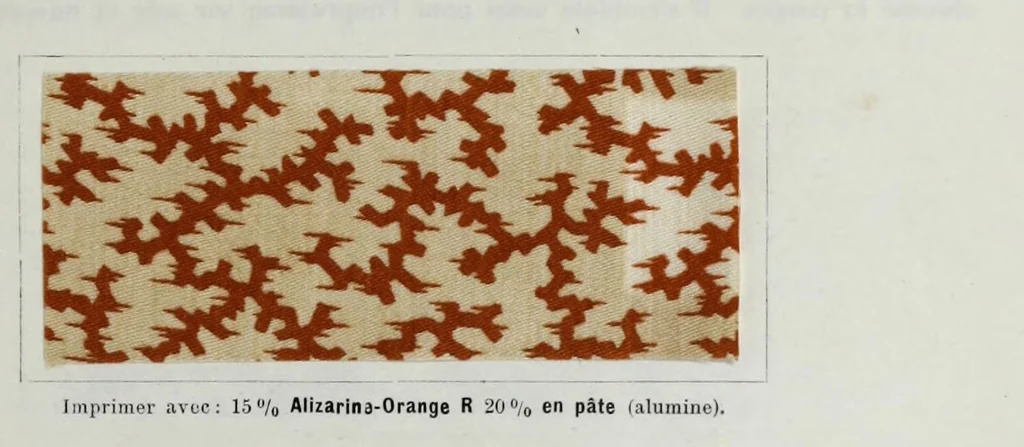 An illustration from Les couleurs pour mordants des Farbenfabriken vorm. Friedr. Bayer & Co., Elberfeld et leur application en impression et en teinture, 1902, leaf 113