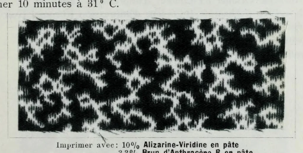 An illustration from Les couleurs pour mordants des Farbenfabriken vorm. Friedr. Bayer & Co., Elberfeld et leur application en impression et en teinture, 1902, leaf 145