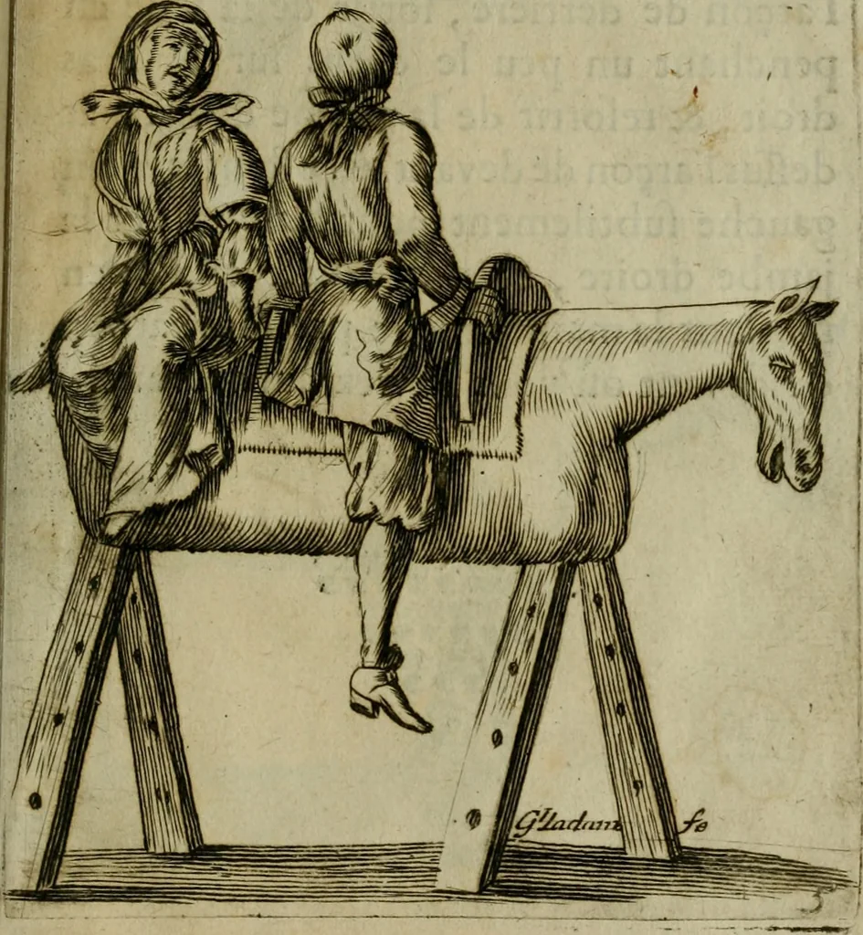An illustration from L'escuyer françois : qui enseigne a monter a cheval et a voltiger par une methode toute particuliere, 1679, leaf 20