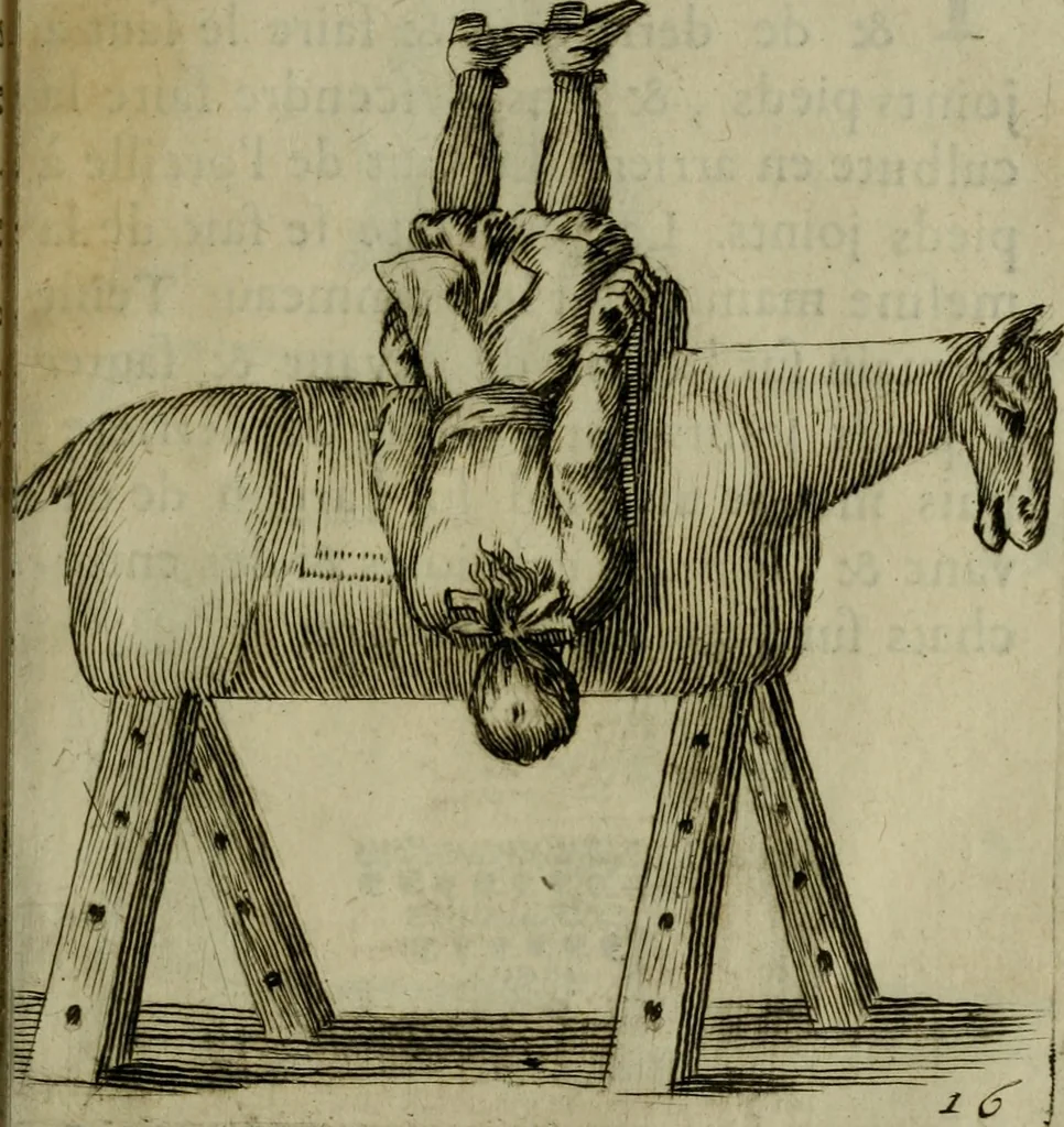 An illustration from L'escuyer françois : qui enseigne a monter a cheval et a voltiger par une methode toute particuliere, 1679, leaf 42