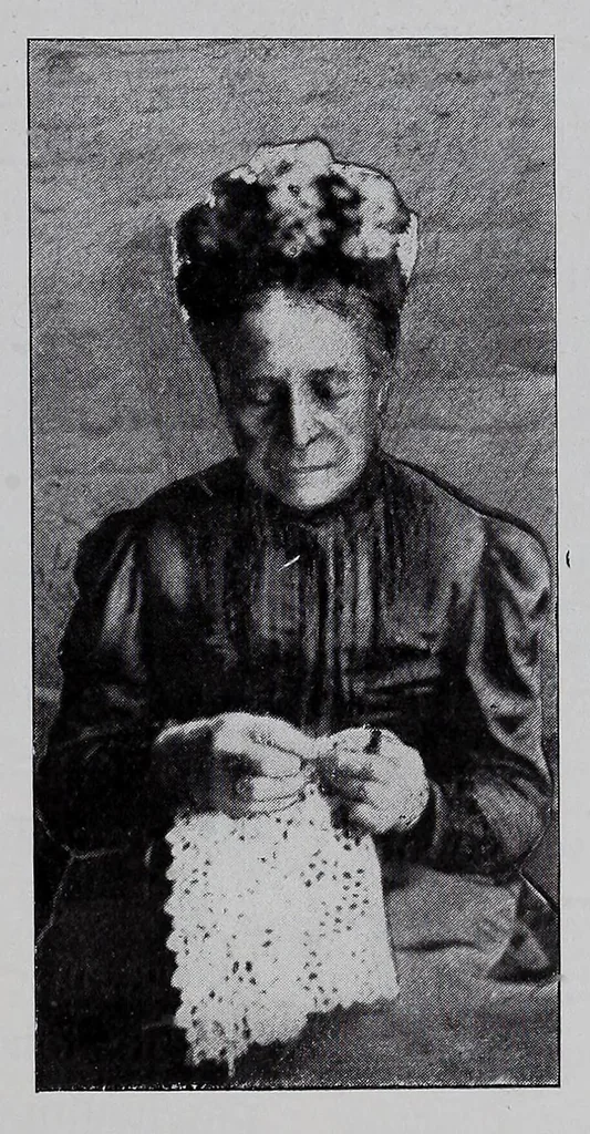 An illustration from Les dentelles a lʼaiguille, 1904, leaf 25