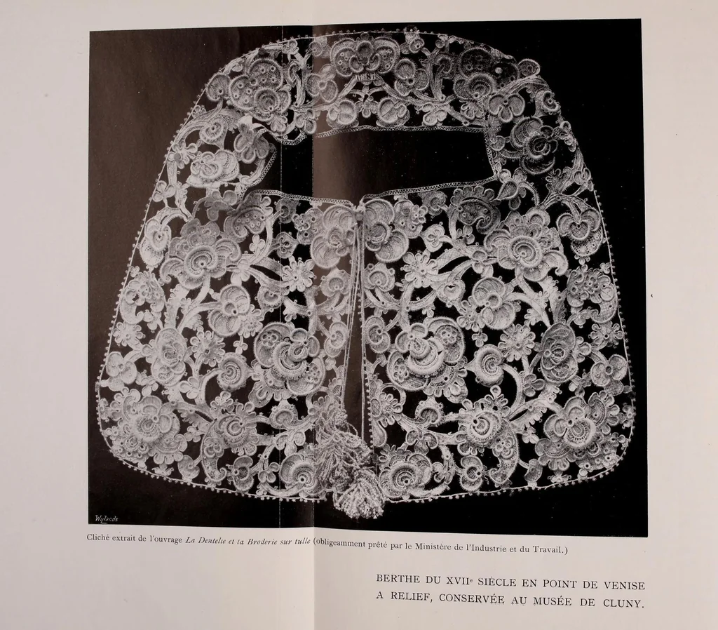 An illustration from Les dentelles a lʼaiguille, 1904, leaf 58
