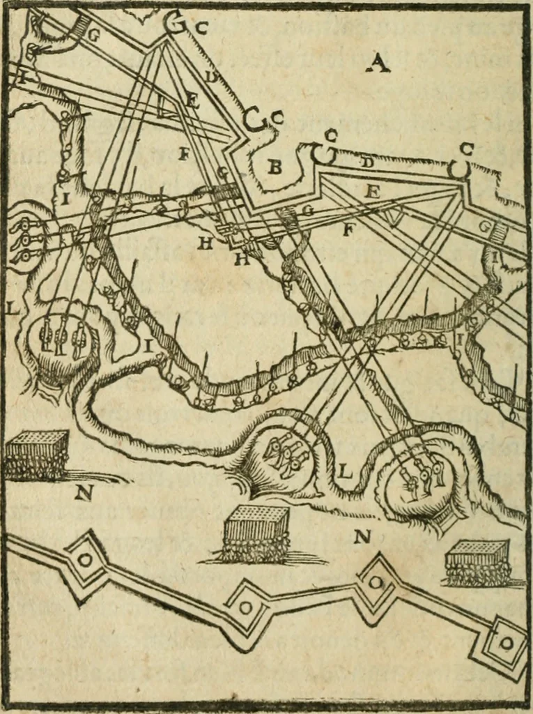 An illustration from Les discovrs militaires, 1618, leaf 89