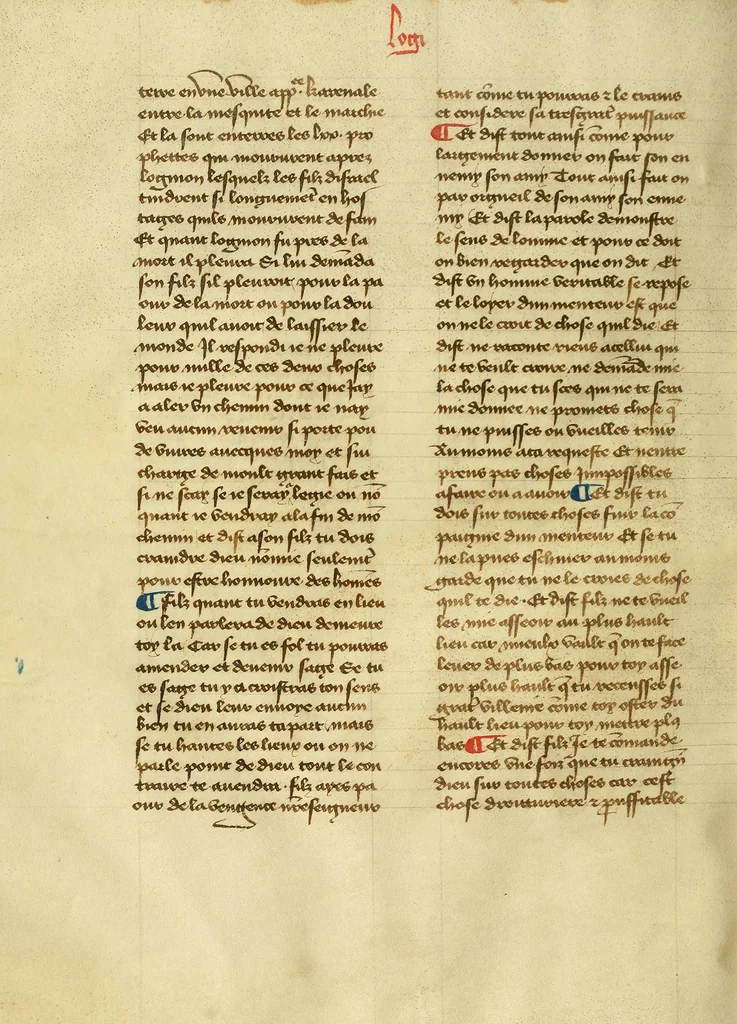 An illustration from Dits des philosophes. Le mireon aux pecheurs. Le livre Griseledis. Le mireon des pecheurs, leaf 124