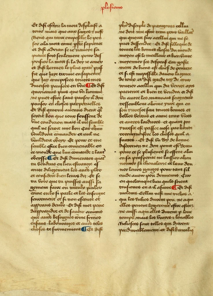 An illustration from Dits des philosophes. Le mireon aux pecheurs. Le livre Griseledis. Le mireon des pecheurs, leaf 136
