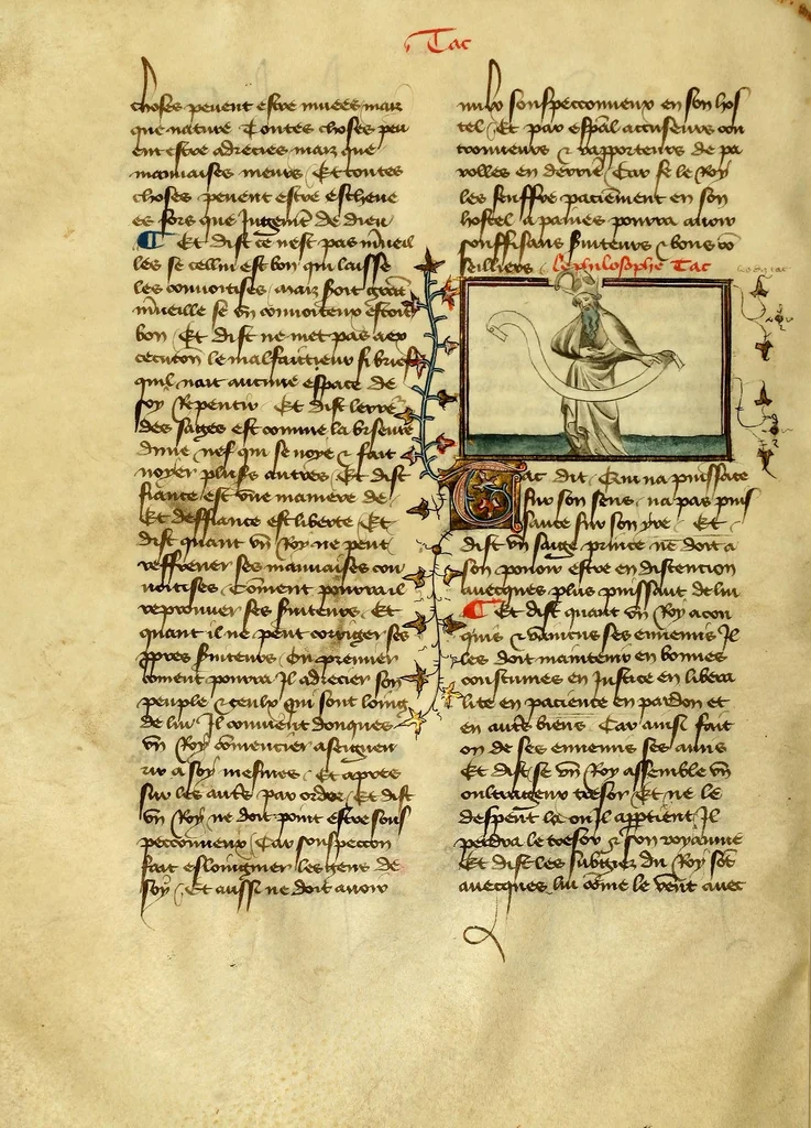 An illustration from Dits des philosophes. Le mireon aux pecheurs. Le livre Griseledis. Le mireon des pecheurs, leaf 22