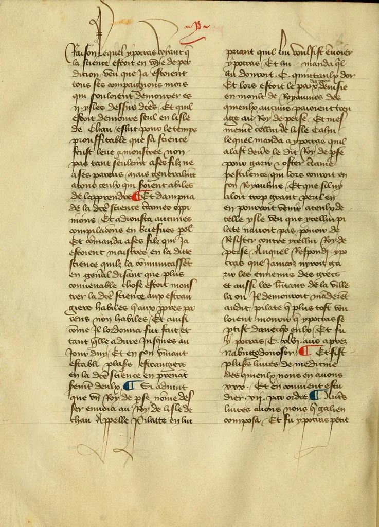 An illustration from Dits des philosophes. Le mireon aux pecheurs. Le livre Griseledis. Le mireon des pecheurs, leaf 32