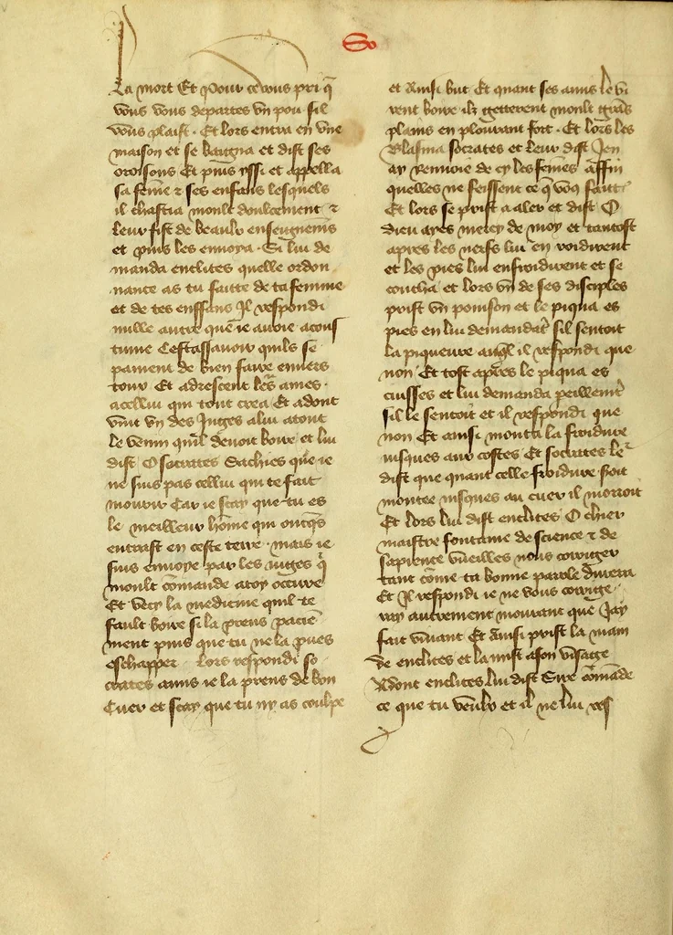An illustration from Dits des philosophes. Le mireon aux pecheurs. Le livre Griseledis. Le mireon des pecheurs, leaf 48