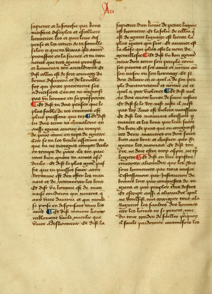An illustration from Dits des philosophes. Le mireon aux pecheurs. Le livre Griseledis. Le mireon des pecheurs, leaf 88