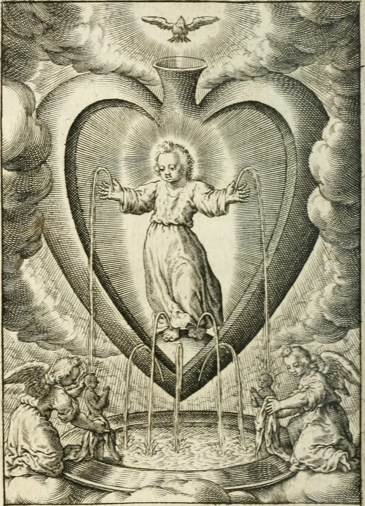 An illustration from Les divines operations de Jesus dans le coeur d'une ame fidelle, 1673, leaf 53