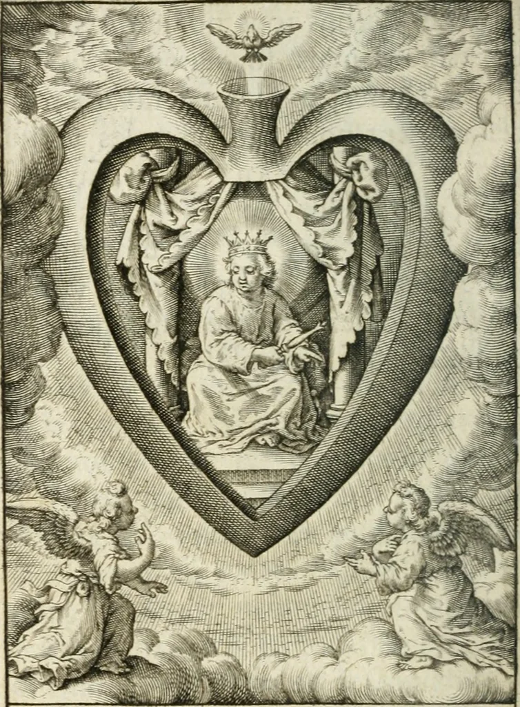 An illustration from Les divines operations de Jesus dans le coeur d'une ame fidelle, 1673, leaf 61
