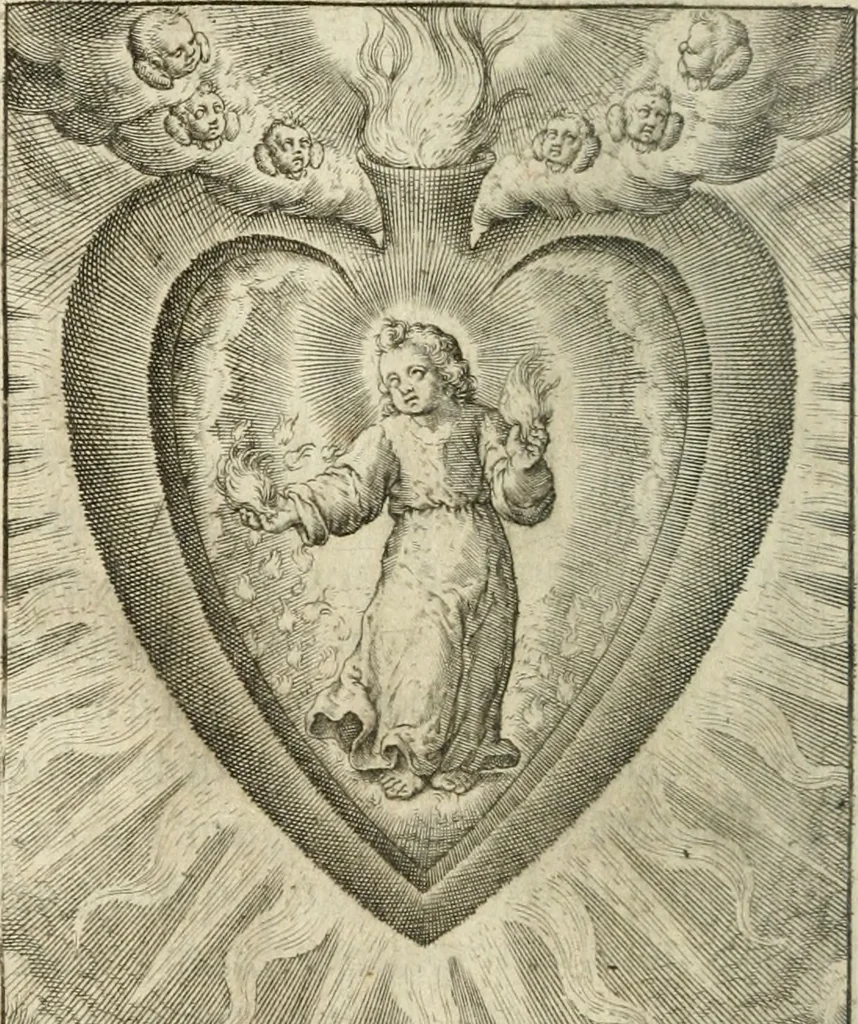 An illustration from Les divines operations de Jesus dans le coeur d'une ame fidelle, 1673, leaf 73