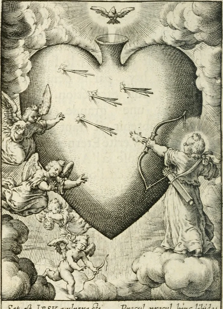 An illustration from Les divines operations de Jesus dans le coeur d'une ame fidelle, 1673, leaf 77