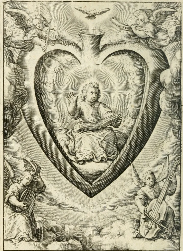 An illustration from Les divines operations de Jesus dans le coeur d'une ame fidelle, 1673, leaf 89