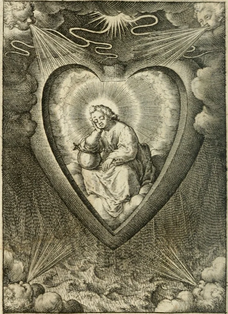 An illustration from Les divines operations de Jesus dans le coeur d'une ame fidelle, 1673, leaf 97