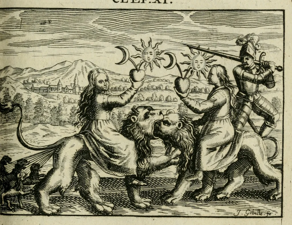 An illustration from Les dovze clefs de philosophie de frere Basile Valentin ... : traictant de la vraye medecine metalique : plus l'Azoth, ou, Le moyen de faire l'or caché des philosophes : traduction francoise, 1660, leaf 146