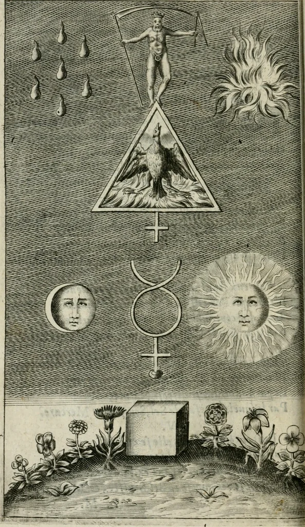 An illustration from Les dovze clefs de philosophie de frere Basile Valentin ... : traictant de la vraye medecine metalique : plus l'Azoth, ou, Le moyen de faire l'or caché des philosophes : traduction francoise, 1660, leaf 19