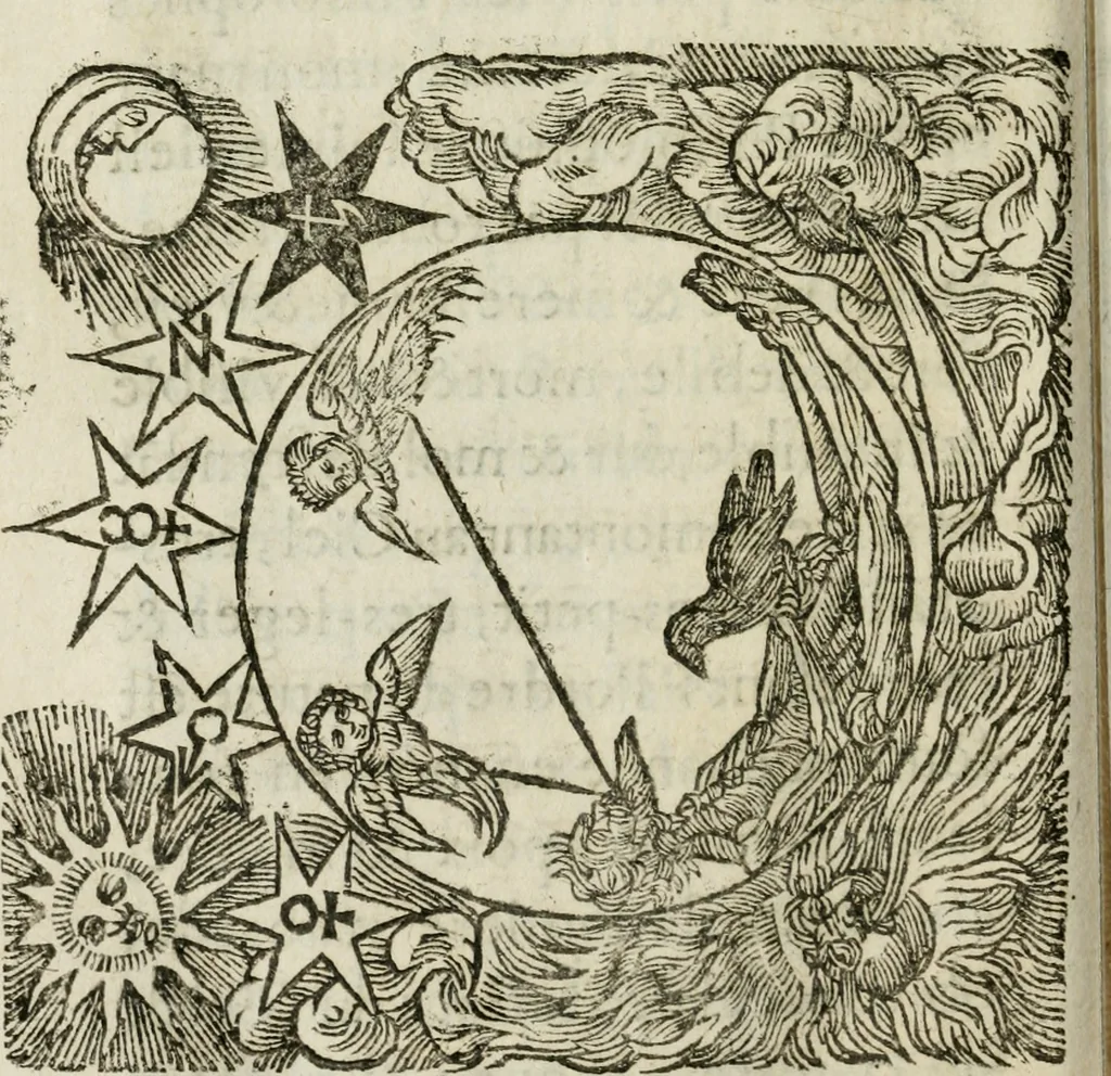 An illustration from Les dovze clefs de philosophie de frere Basile Valentin ... : traictant de la vraye medecine metalique : plus l'Azoth, ou, Le moyen de faire l'or caché des philosophes : traduction francoise, 1660, leaf 363