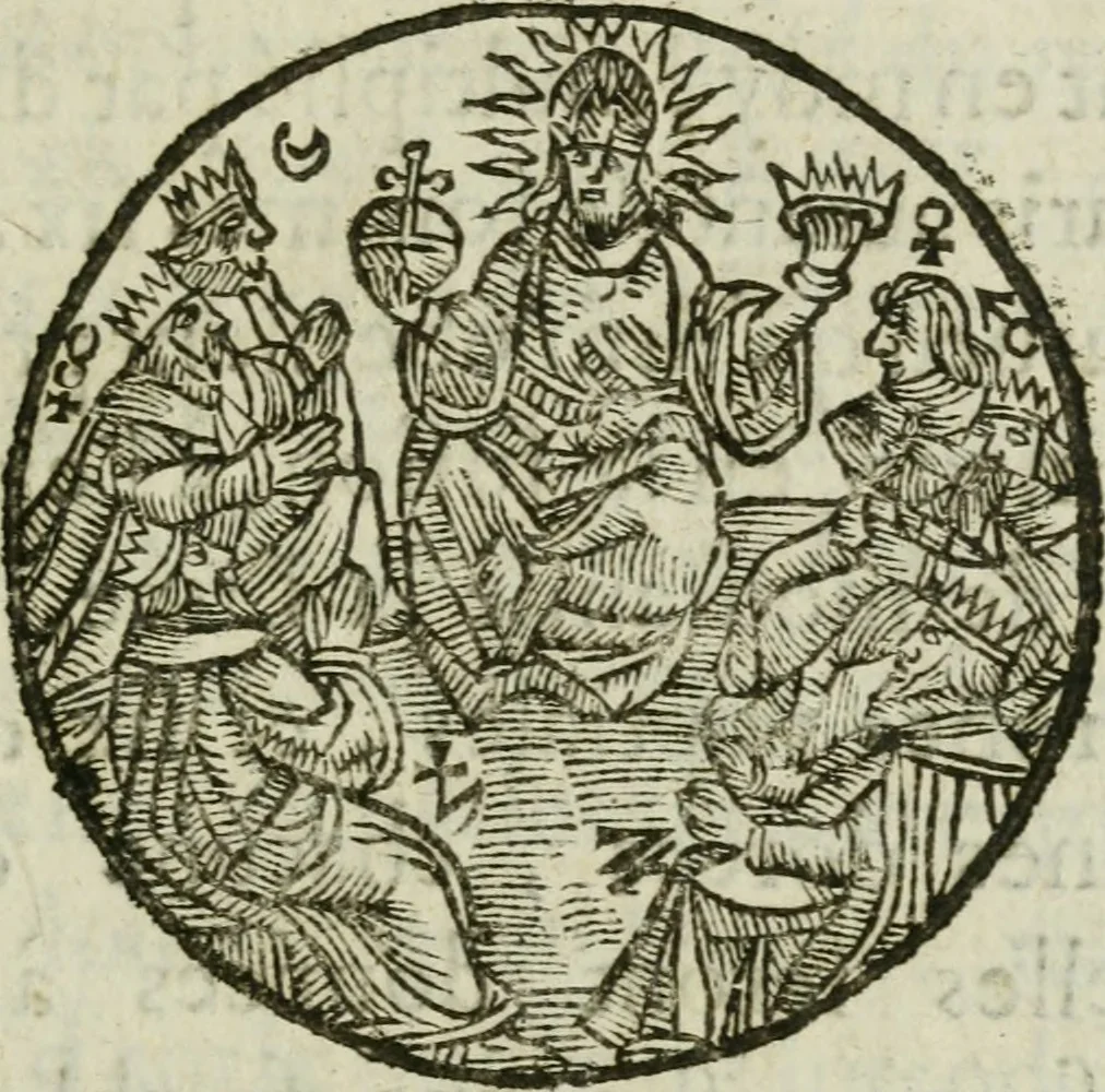 An illustration from Les dovze clefs de philosophie de frere Basile Valentin ... : traictant de la vraye medecine metalique : plus l'Azoth, ou, Le moyen de faire l'or caché des philosophes : traduction francoise, 1660, leaf 376