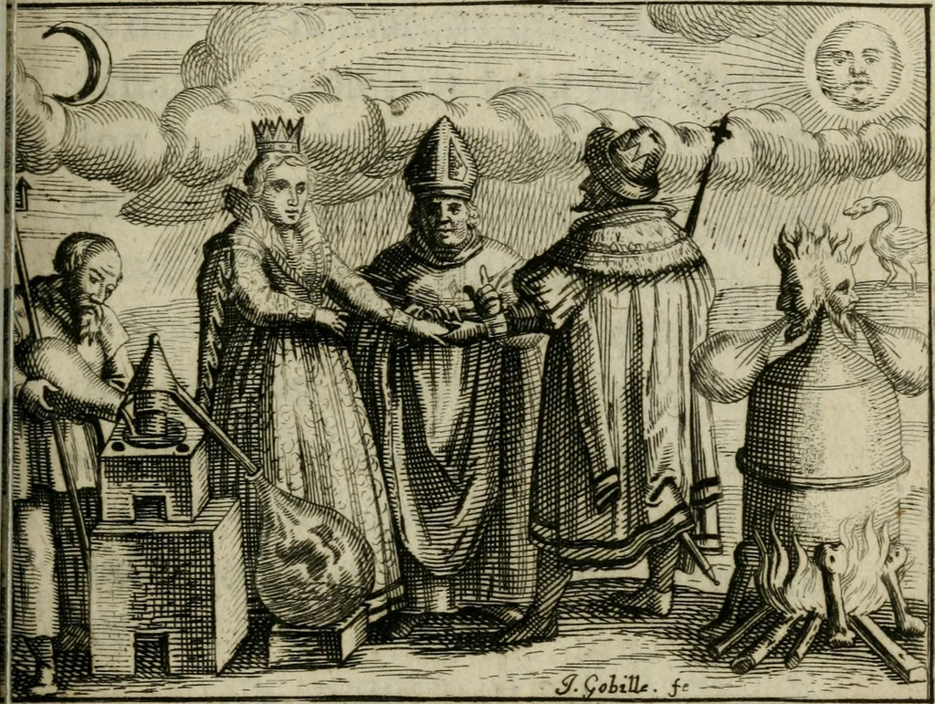 An illustration from Les dovze clefs de philosophie de frere Basile Valentin ... : traictant de la vraye medecine metalique : plus l'Azoth, ou, Le moyen de faire l'or caché des philosophes : traduction francoise, 1660, leaf 96
