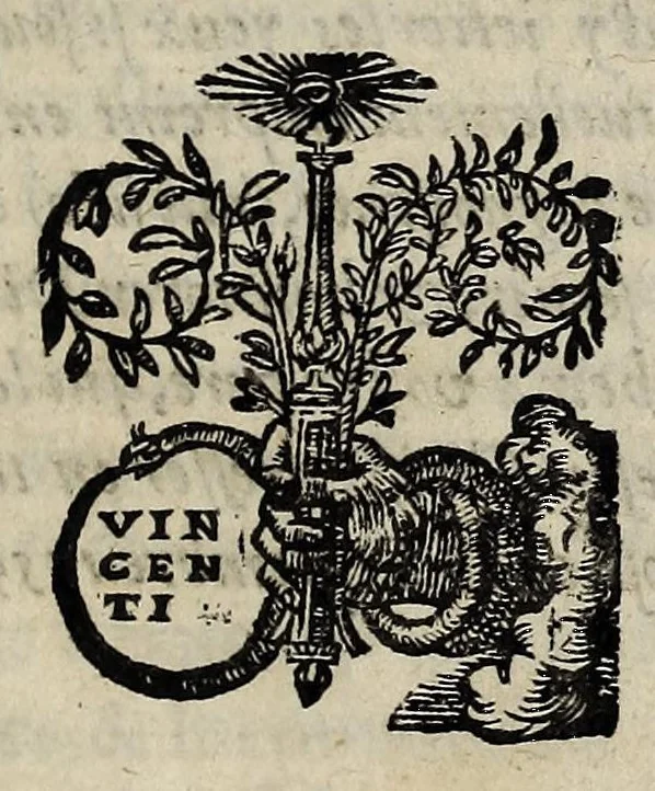 An illustration from Les dovze reigles dv Seignevr Iean Pic de la Mirandole: lesquelles adressent l'homme au combat spirituel, pour s'acheminer à la vertu, & resister aux tentations du monde. Traduites de latin en francois,, 1565, leaf 5