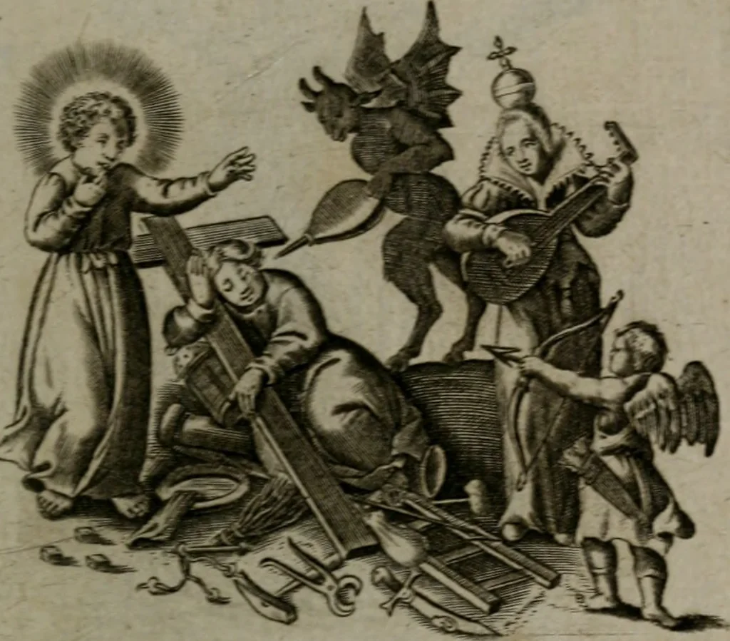 An illustration from Les emblemes d'amour diuin et humain ensemble : expliquez par des vers françois, 1640, leaf 128