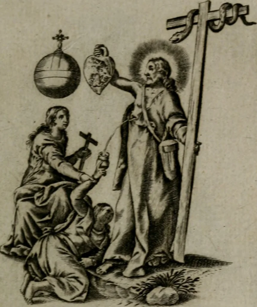 An illustration from Les emblemes d'amour diuin et humain ensemble : expliquez par des vers françois, 1640, leaf 32