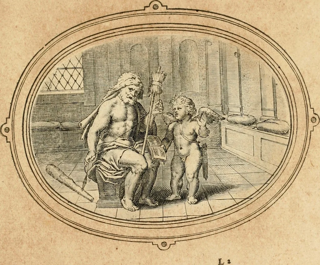 An illustration from Les emblemes de l'amour humain, 1667, leaf 102