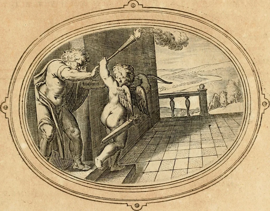 An illustration from Les emblemes de l'amour humain, 1667, leaf 124
