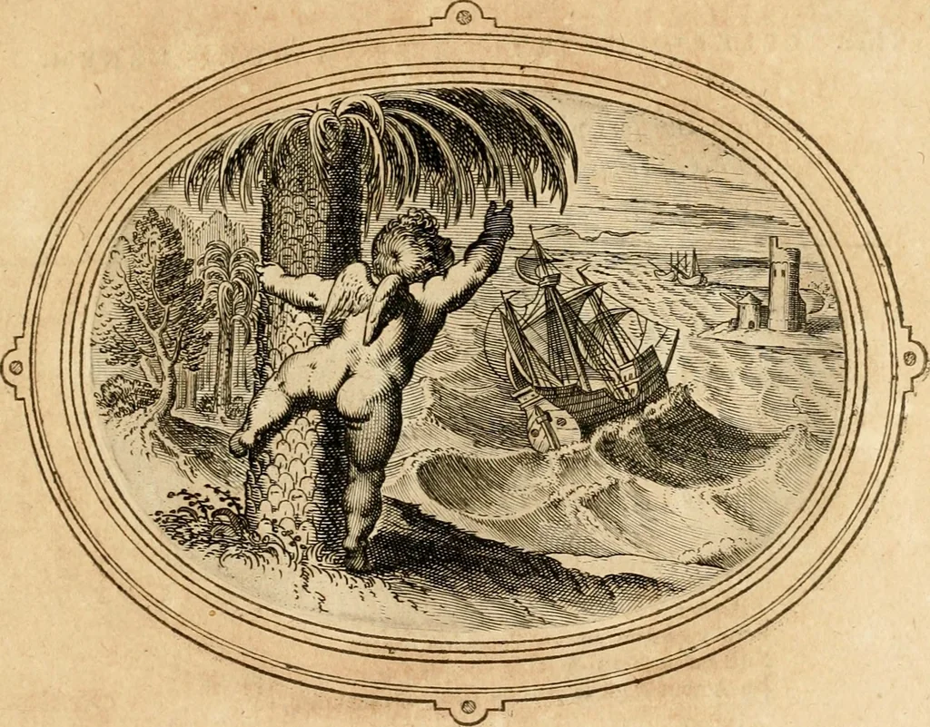 An illustration from Les emblemes de l'amour humain, 1667, leaf 128