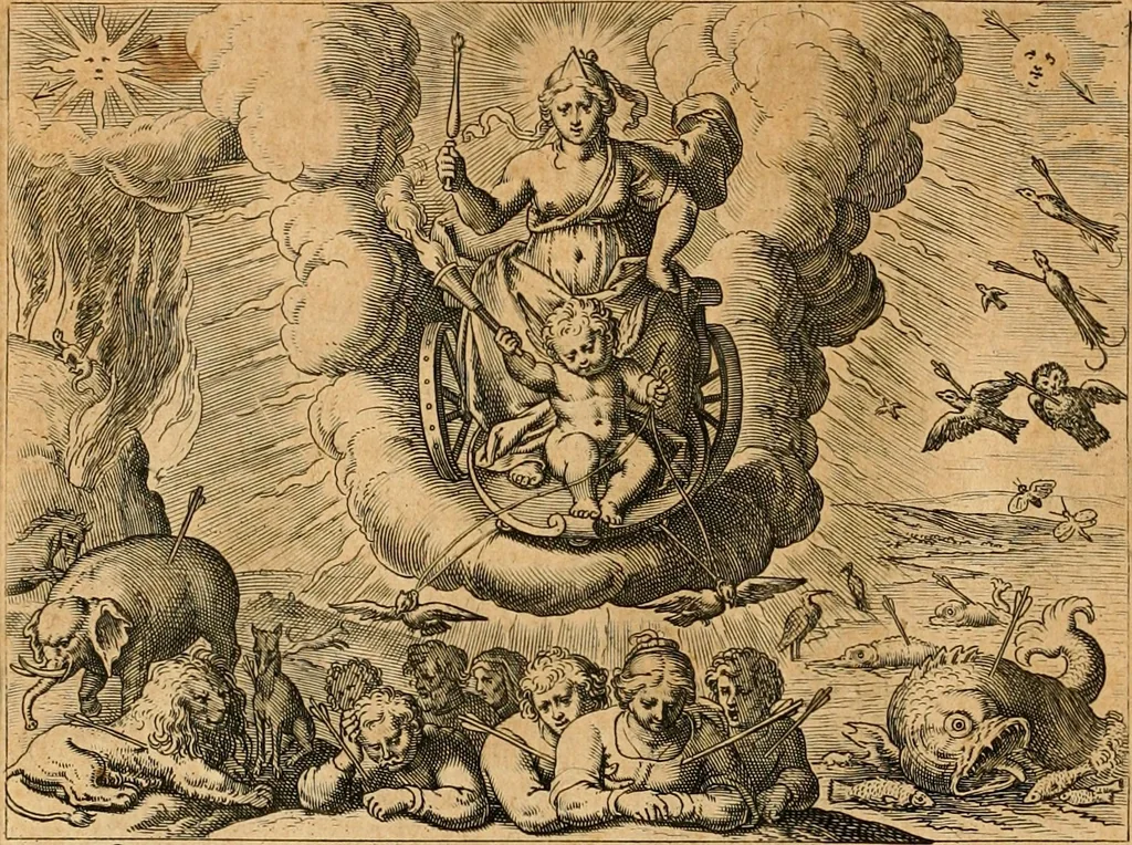 An illustration from Les emblemes de l'amour humain, 1667, leaf 13