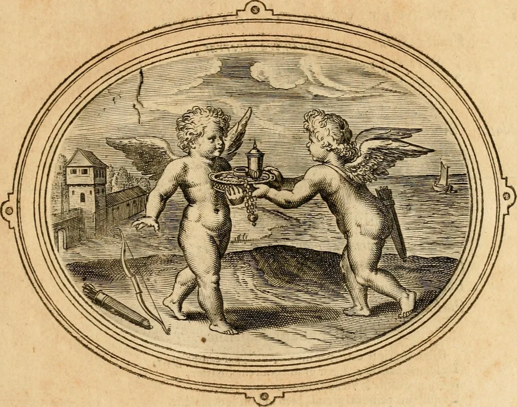 An illustration from Les emblemes de l'amour humain, 1667, leaf 148