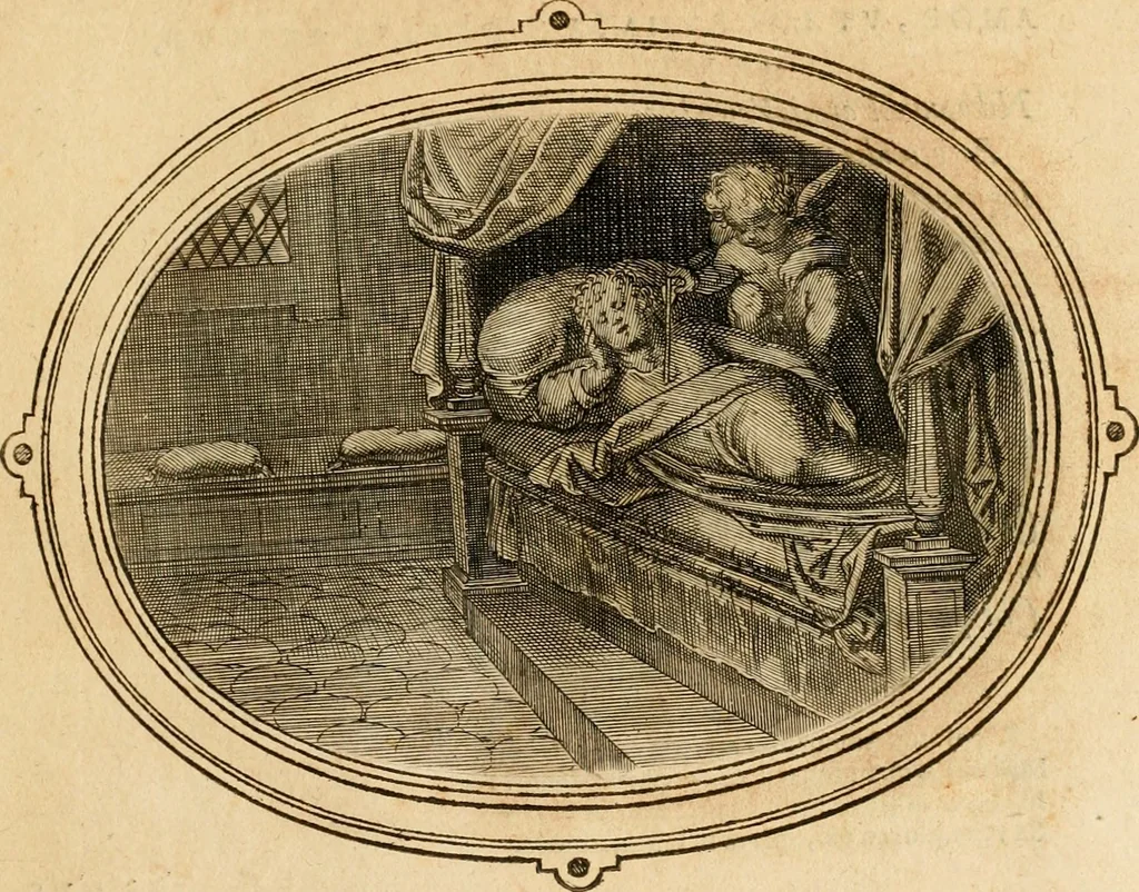 An illustration from Les emblemes de l'amour humain, 1667, leaf 168