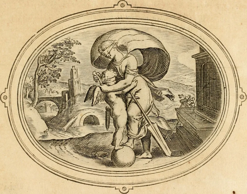 An illustration from Les emblemes de l'amour humain, 1667, leaf 176