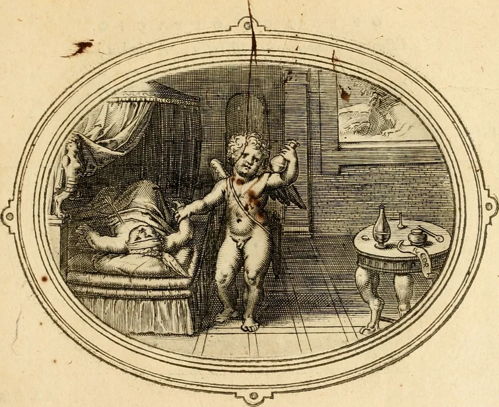 An illustration from Les emblemes de l'amour humain, 1667, leaf 188
