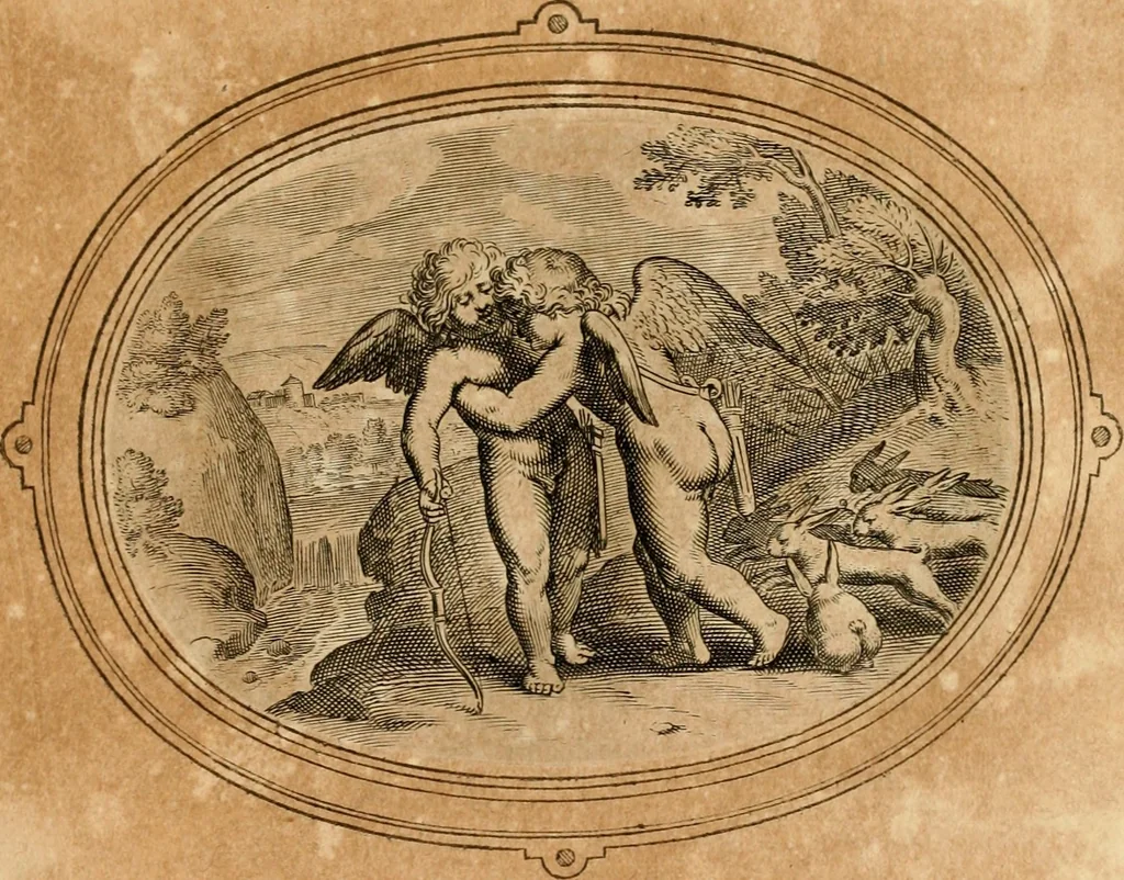 An illustration from Les emblemes de l'amour humain, 1667, leaf 206