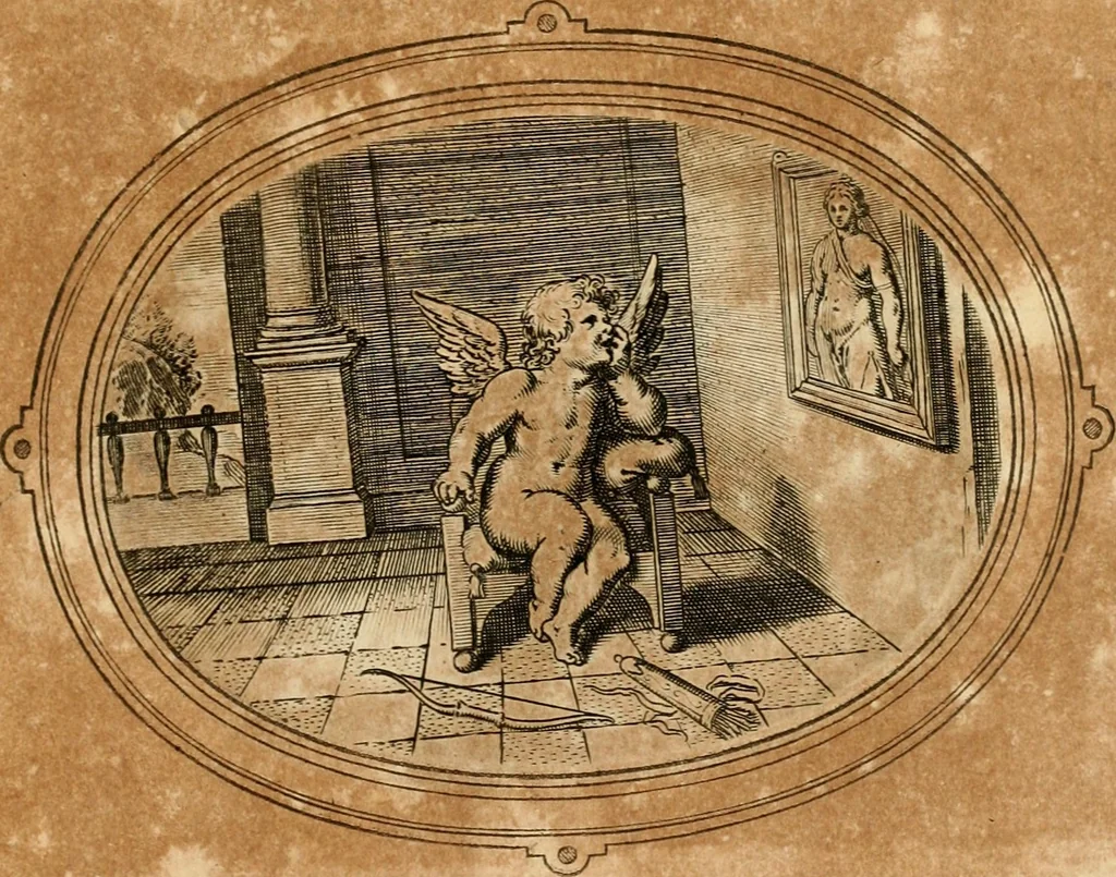 An illustration from Les emblemes de l'amour humain, 1667, leaf 212