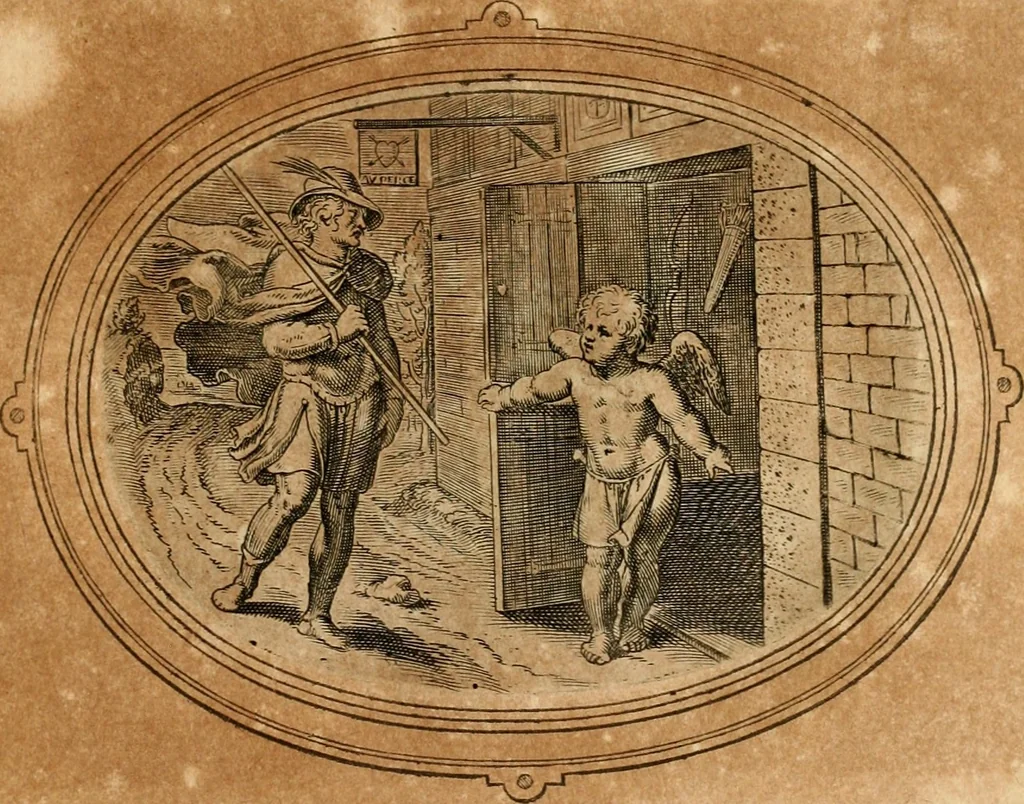 An illustration from Les emblemes de l'amour humain, 1667, leaf 216