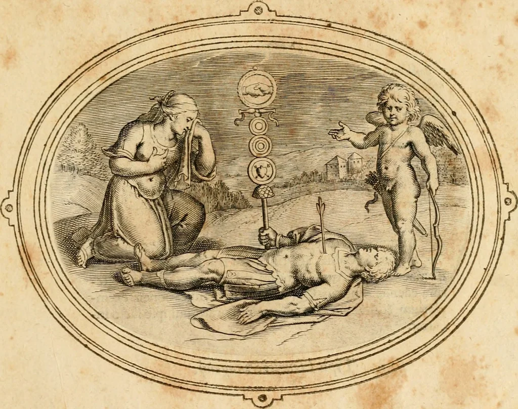 An illustration from Les emblemes de l'amour humain, 1667, leaf 266