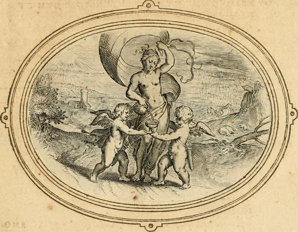 An illustration from Les emblemes de l'amour humain, 1667, leaf 32